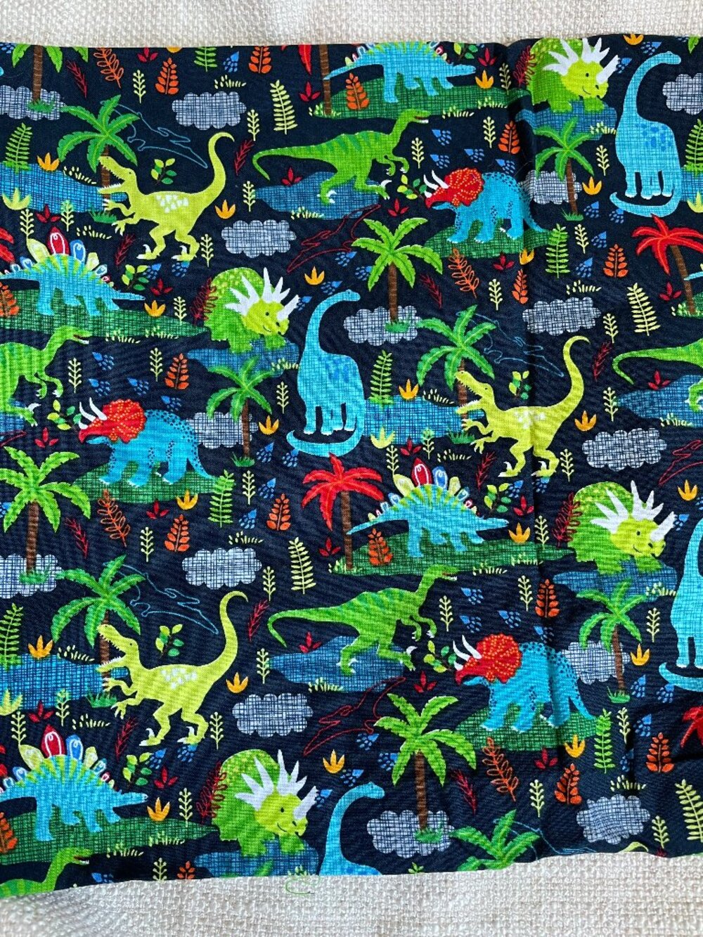 Vintage Dinosaur Print Uneven Cut Remnant Fabric Quilting Craft READ